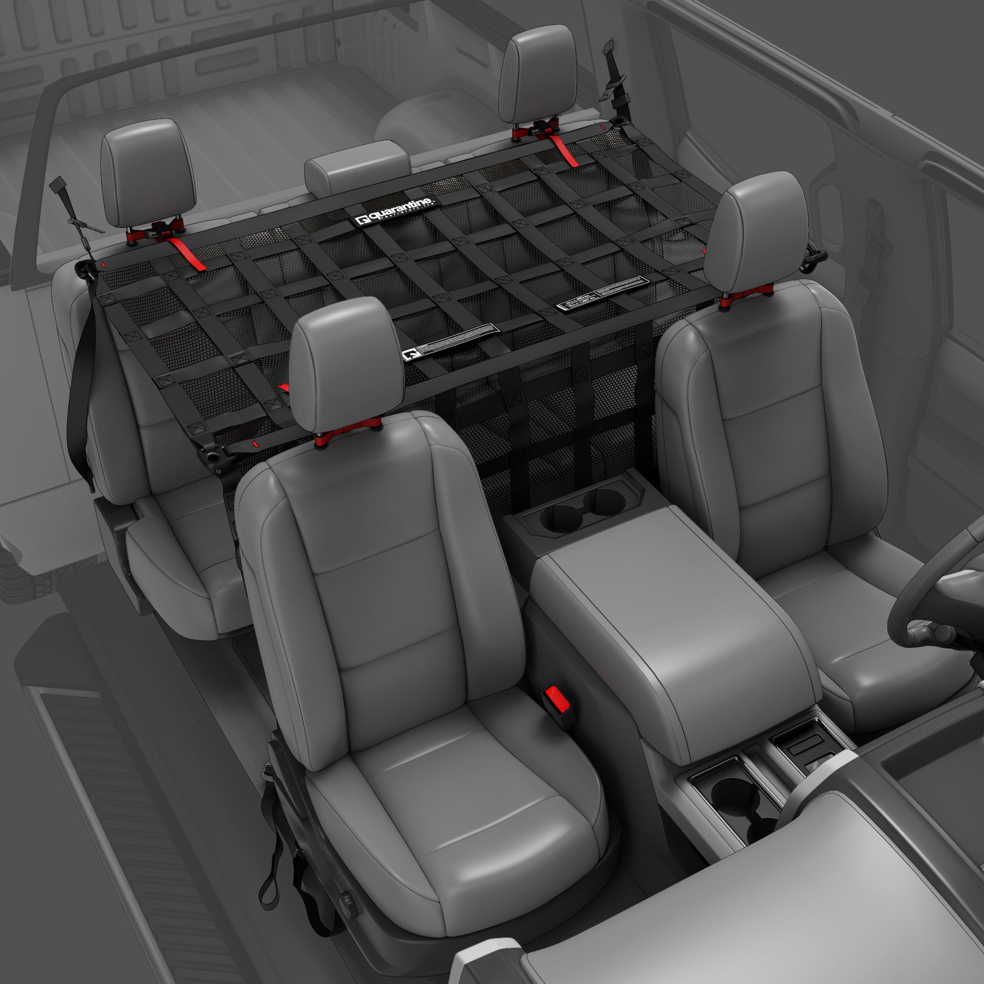 QAB-IRN 3D interior view showing cargo barrier restraint system placement